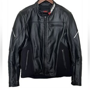 DAINESE Leather Jacket Motorcycle Padded Moto Sport Rider Unisex Blk Sz 52 🏍️